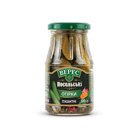 Верес огірки мариновані пікантні (корнішони) 500г 
